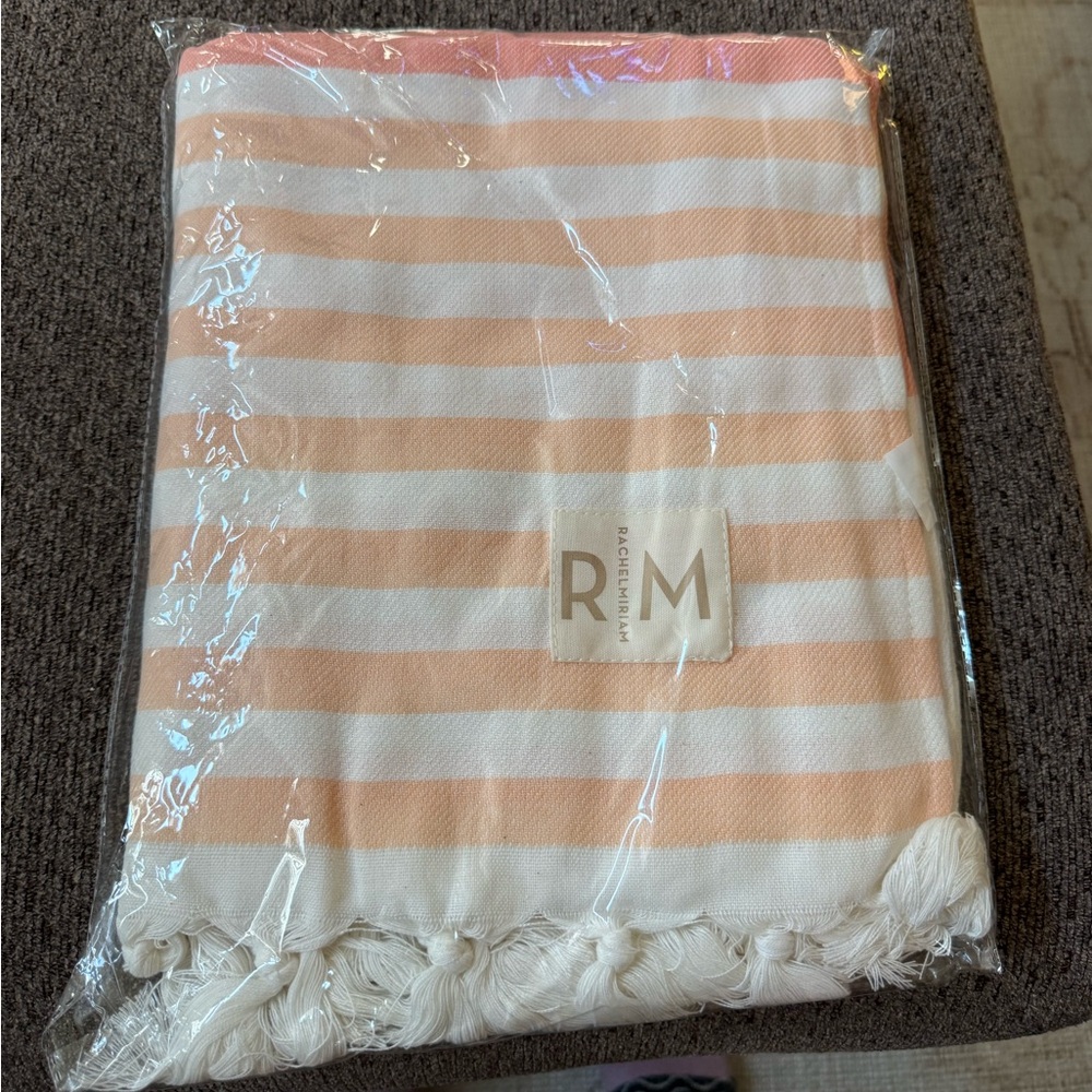 RACHEL RILEY Peach & White Stripe Beach Towel